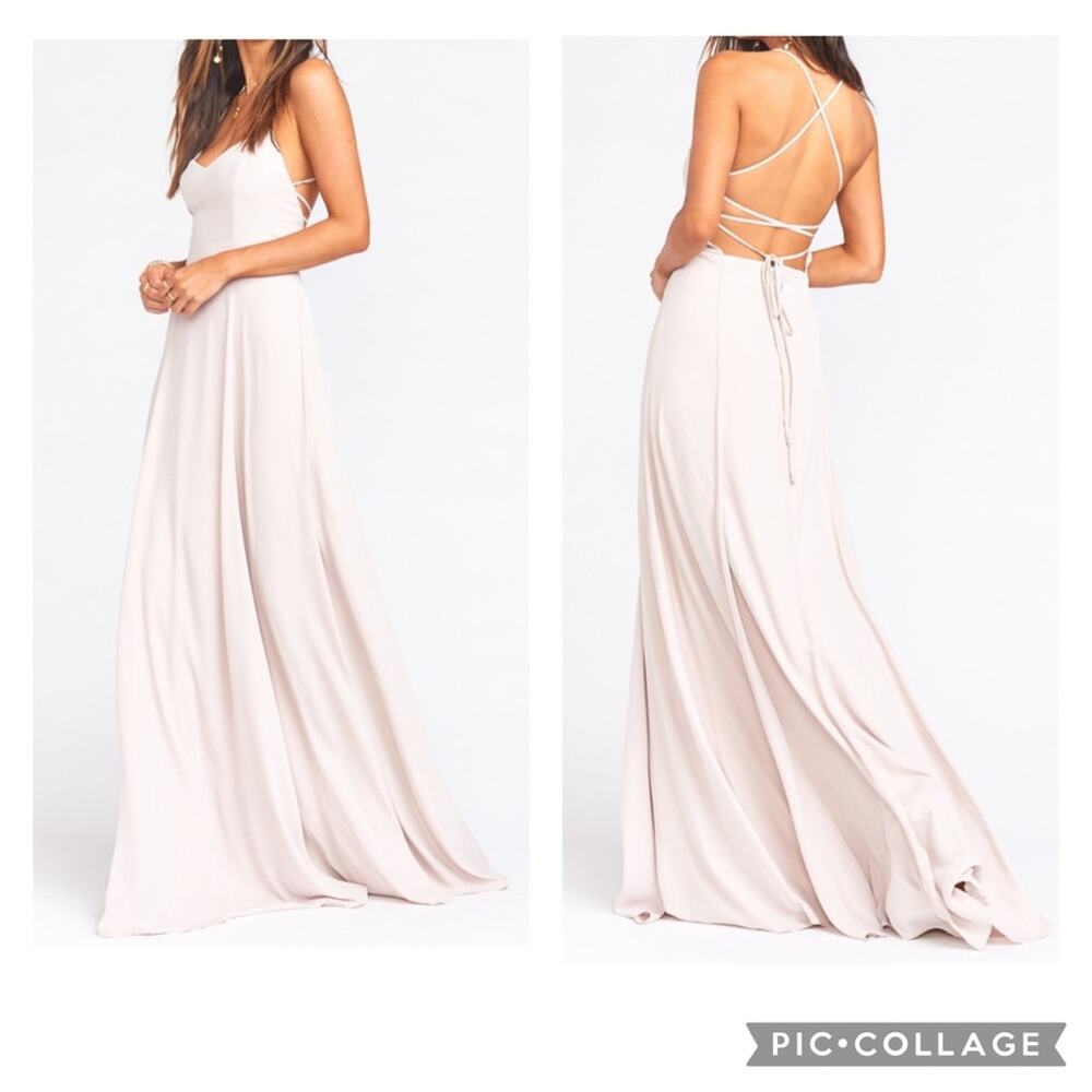 Show Me Your Mumu Godshaw Goddess Gown pale pink cream dune color SMALL